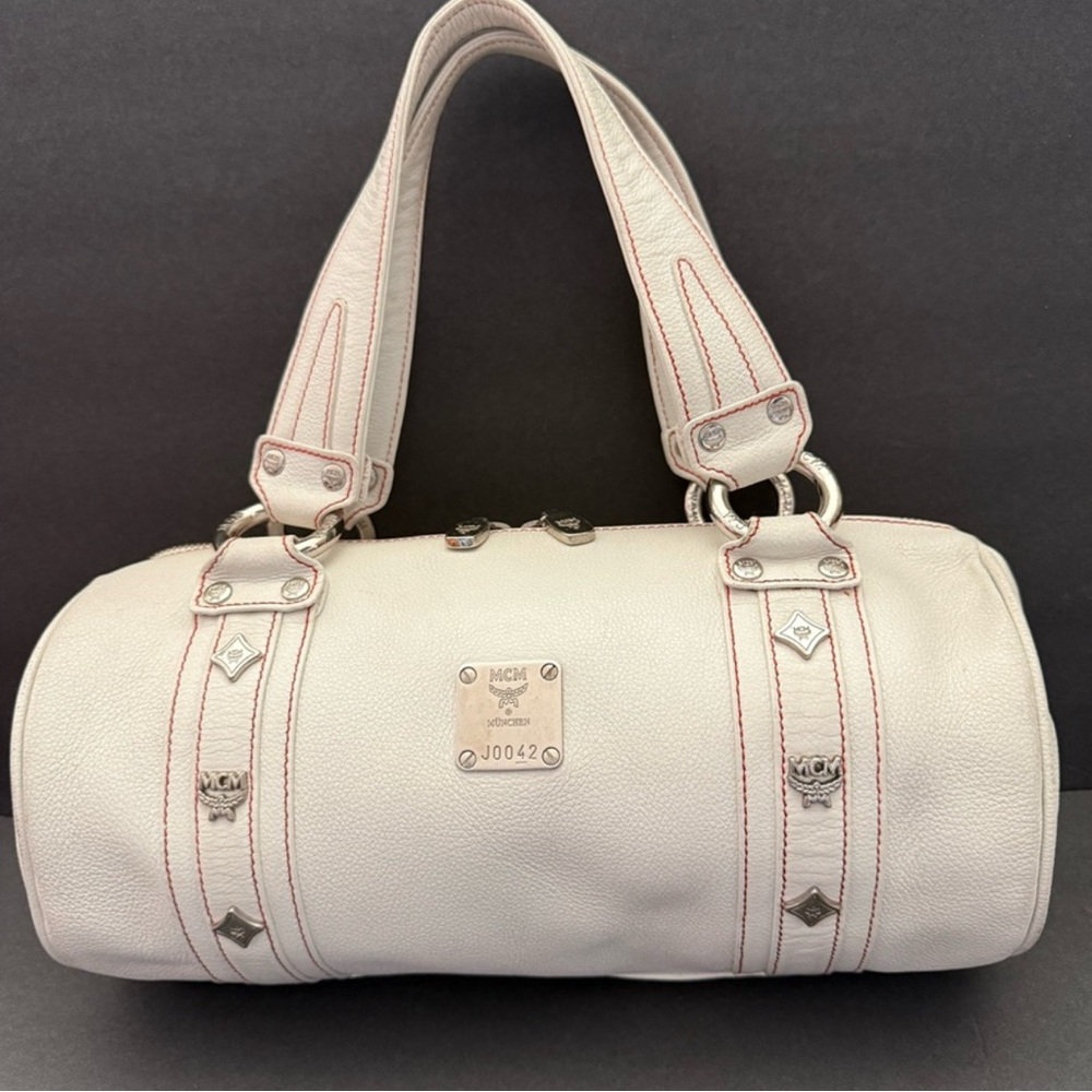 MCM all leather barrel bag